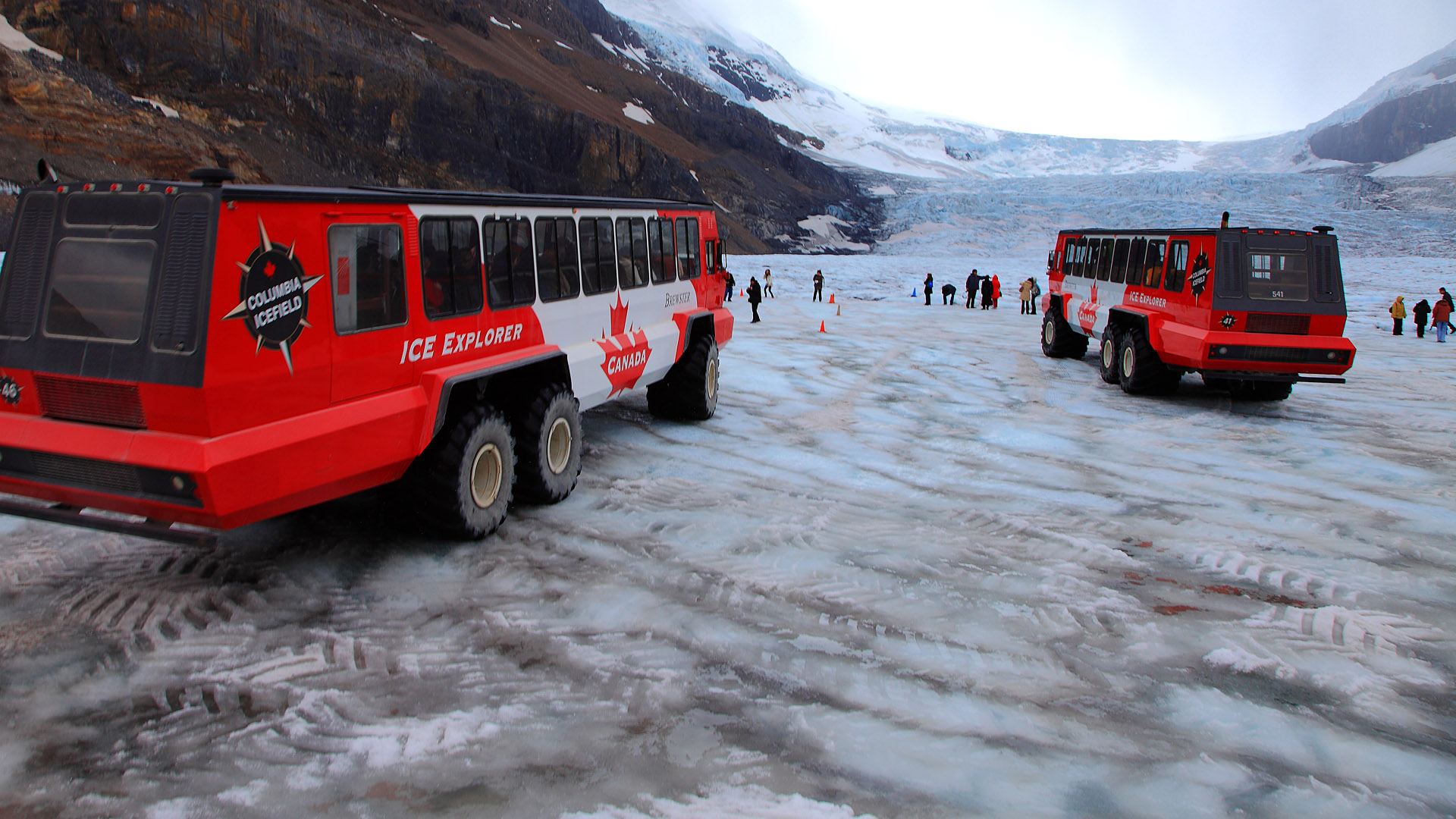 哥伦比亚冰原面积广达325平方公里，是北极圈外，全世界最大的冰原遗迹，结冰层的深度深达300公尺。由于冰河的冰层密度极高，阳光无法折射，会呈现晶莹剔透的蓝光，在晴空下十分瑰丽。搭乘加拿大独有的巨轮冰原雪车，登上2210公尺高的阿萨巴斯卡冰河,一览芳泽。